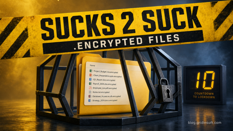 SUCKS 2 SUCK ransomware locking .encrypted files behind a countdown