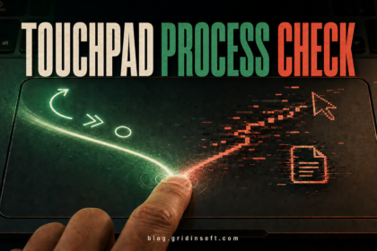Touchpad gesture split between a verified helper and a suspicious process copy