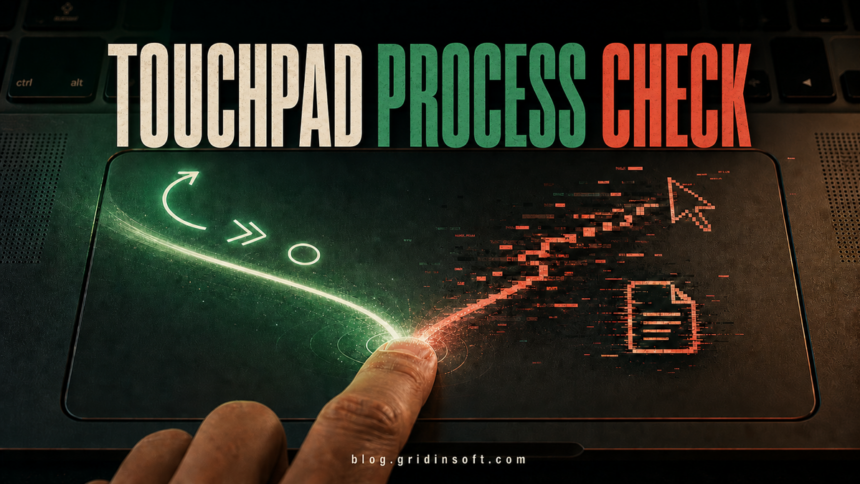 Touchpad gesture split between a verified helper and a suspicious process copy