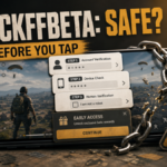 Phone showing an unofficial beta access verification flow with a broken chain and safety warning.