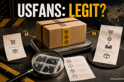 Parcel on a scale between two-stage shipping receipts under the headline USFans: Legit?
