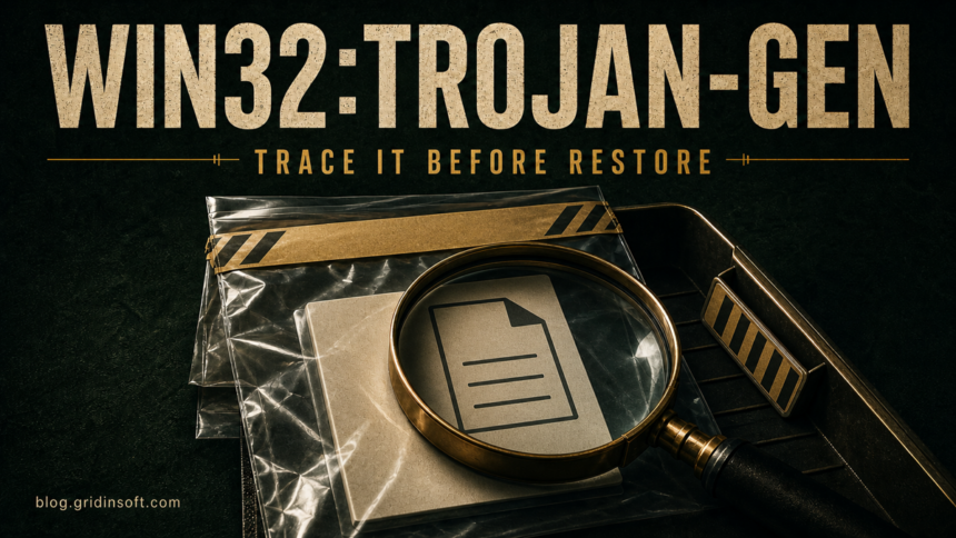 Win32:Trojan-gen file under a magnifying glass before restore