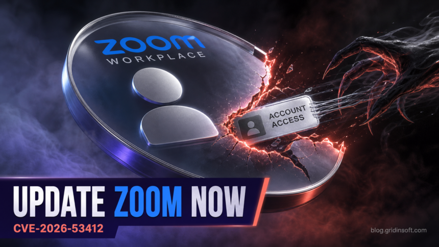 Update Zoom now warning for critical Windows account takeover vulnerability CVE-2026-53412.