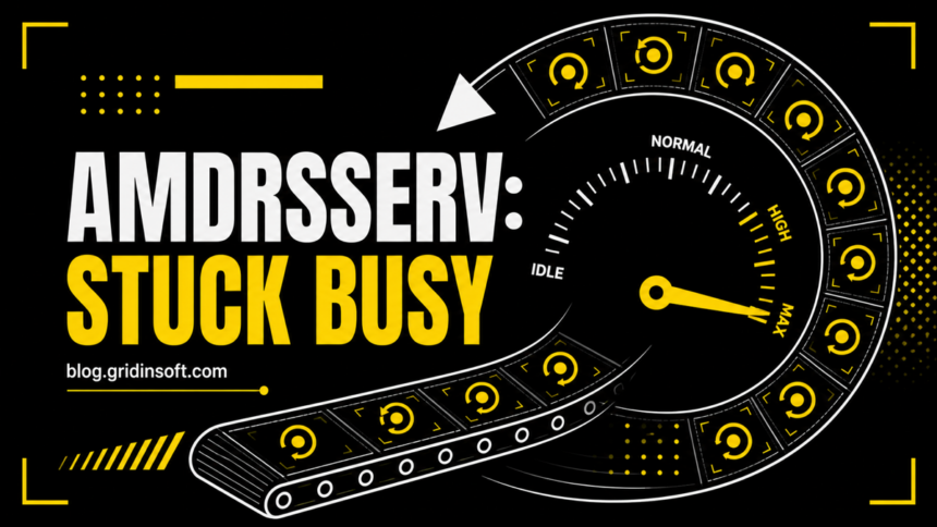AMDRSServ.exe replay loop driving the GPU workload gauge toward maximum