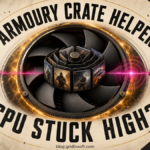 Game library tiles jam a CPU cooling fan during an Armoury Crate helper loop