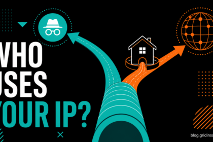 A VPN tunnel splits between private browsing and public web data access through a home IP address.