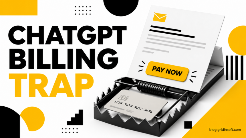 ChatGPT billing email represented as a payment trap