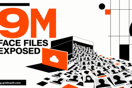 An open cloud archive spills anonymous face-image files beside the number 9M.