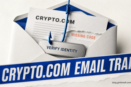 An email envelope caught on a phishing hook beside a missing anti-phishing code warning.