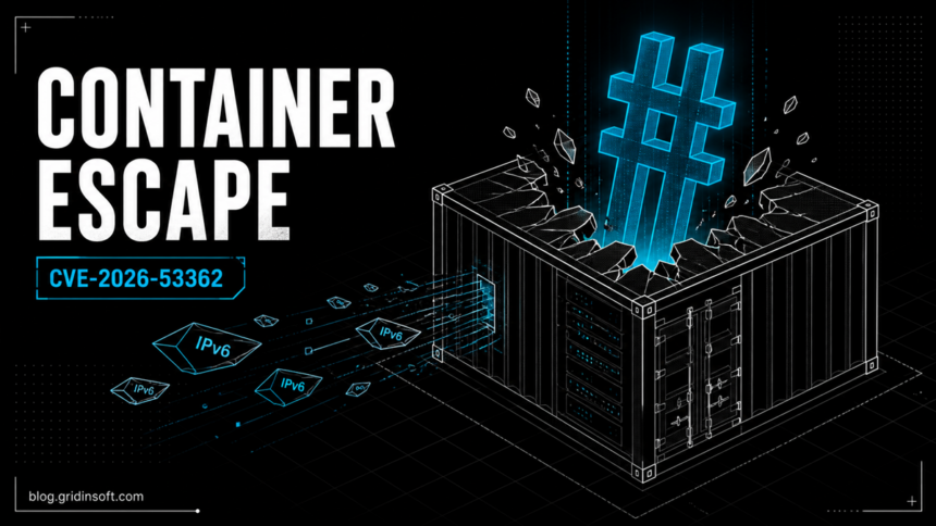 Root prompt breaking through a Linux container to illustrate CVE-2026-53362.