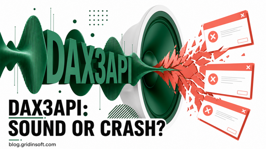 DAX3API.exe sound wave passing through a speaker before breaking into crash popup windows