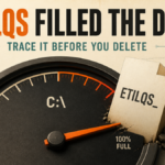 A large etilqs temporary database file filling the Windows C drive capacity gauge.