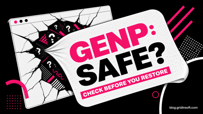 GenP patch pulling open a cracked software window with a safety question