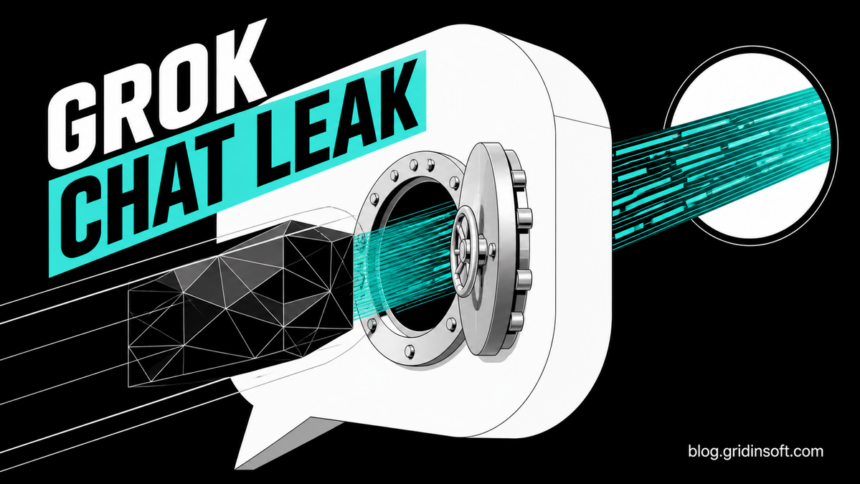 Encrypted webpage instructions pass through a Grok chat vault and carry conversation data outward