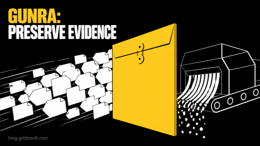 A sealed evidence envelope stops files before they reach an encryption shredder.