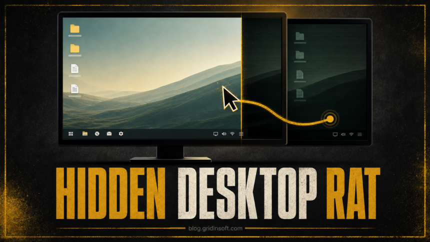 A visible Windows desktop with a shadow hidden desktop under remote control.