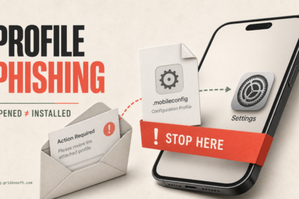 Suspicious .mobileconfig email attachment stopped before it installs an iPhone profile.