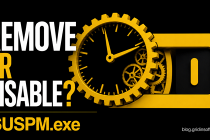 Clock-driven startup switch illustrating the ISUSPM.exe remove or disable decision