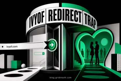 Ivyof.com entering a revolving redirect doorway that opens to a dating page.