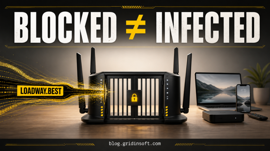 Router security gate blocking Loadway.best before it reaches household devices