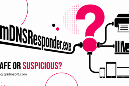 mDNSResponder.exe cable routes through a question mark to printers, media, and local devices.