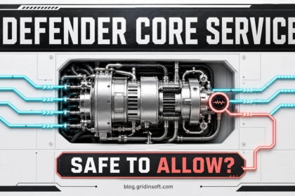 Microsoft Defender Core Service connected to controlled network paths with a Safe to Allow decision.