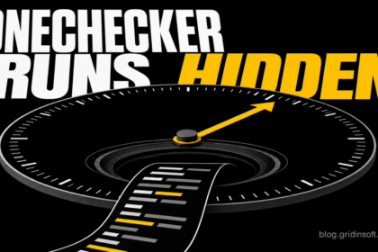 OneChecker scheduled task hiding a PowerShell script beneath a clock dial