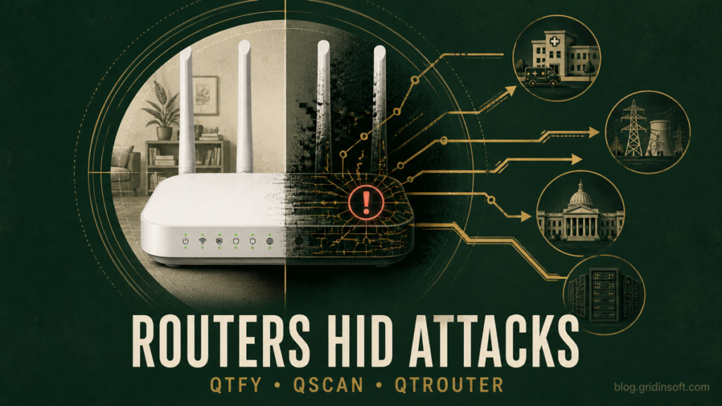 A home router split between a normal network device and a covert QTFY proxy relay.