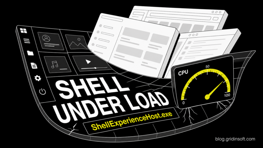 ShellExperienceHost.exe under sustained Windows shell load with a high CPU gauge