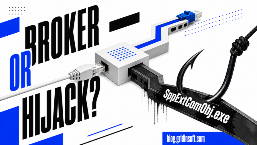SppExtComObj.exe: Safe KMS Broker or Malware? 1 SppExtComObj.exe network broker split between a verified path and a hooked suspicious route