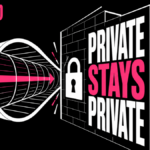 A magnifying lens stops at a locked privacy wall separating TikTroid from private drafts and watch history.