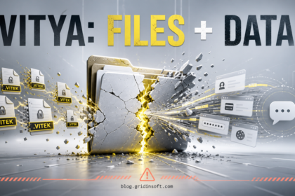 Vitya ransomware splitting locked .vitek files from browser and account data.