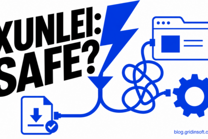 A download bolt splits between a verified Xunlei file and tangled browser and startup helpers.