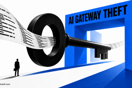 A giant key carries information through an AI gateway.