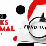A magnifying glass reveals a marked gap in a funding word on an envelope.