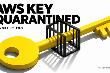A yellow key extends through a black gate, illustrating the limits of AWS key quarantine.