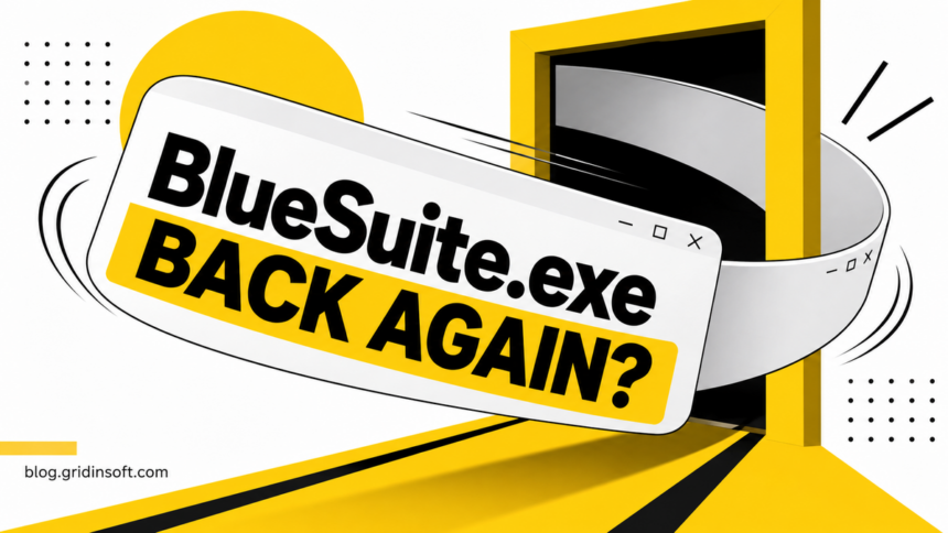 BlueSuite.exe at Startup: Is It Safe and How Do You Remove It? 1 BlueSuite.exe window looping back through a yellow startup gate