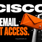 An orange envelope breaks through a server gateway.