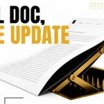 A folded white document becomes a black and gold trap beside the words Real Doc, Fake Update
