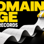 A calendar unfolds into a shop awning beside the words Domain Age and 1,000 Records.