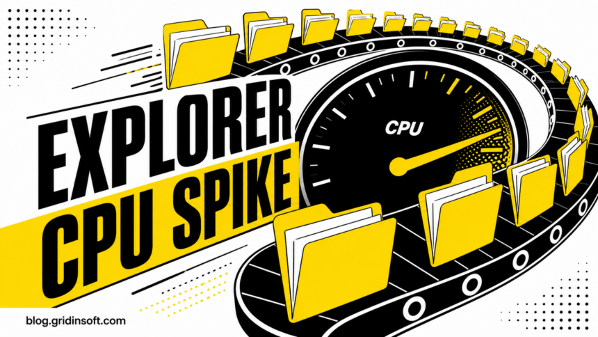 Explorer.exe high CPU shown as folders looping around a warning gauge