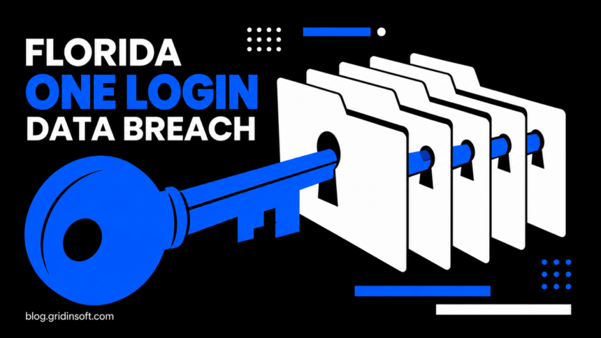One blue key passes through record folders, illustrating access through one login.