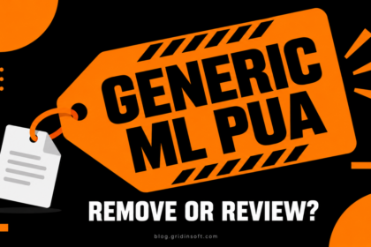 An oversized orange Generic ML PUA warning tag attached to a file, with the question Remove or review?
