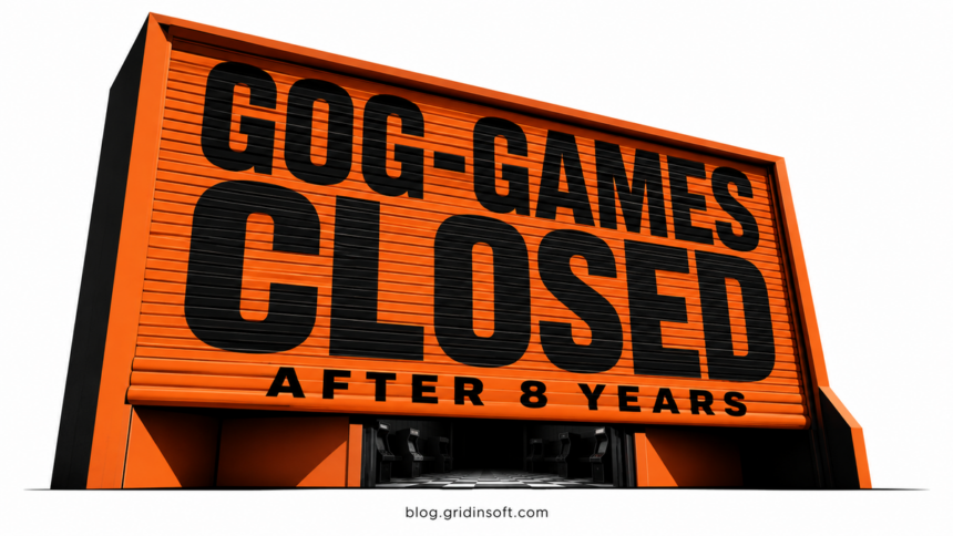 GOG-Games Shuts Down After 8 Years 1 Orange arcade shutter reading GOG-Games Closed After 8 Years.