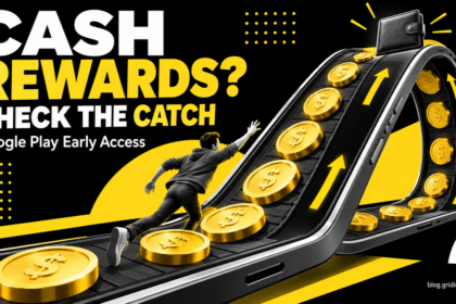 A phone-shaped conveyor keeps promised coins circling beyond a player’s reach.