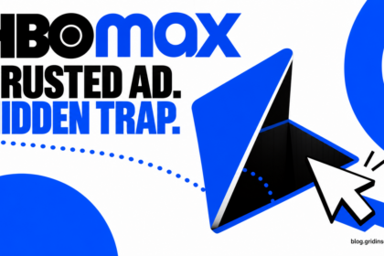 A streaming play button opens into a trap beneath a familiar HBO Max advertisement.