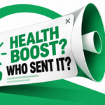 Green health-boost notification shaped into a megaphone with the question Who sent it?