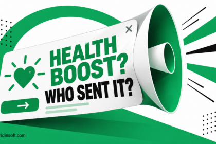 Green health-boost notification shaped into a megaphone with the question Who sent it?