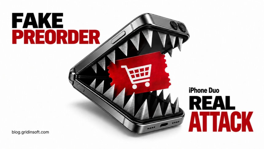Folding phone becomes a trap around a shopping voucher: fake preorder, real attack.
