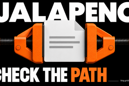 A file held between orange clamps with the words Jalapeno, Check the Path